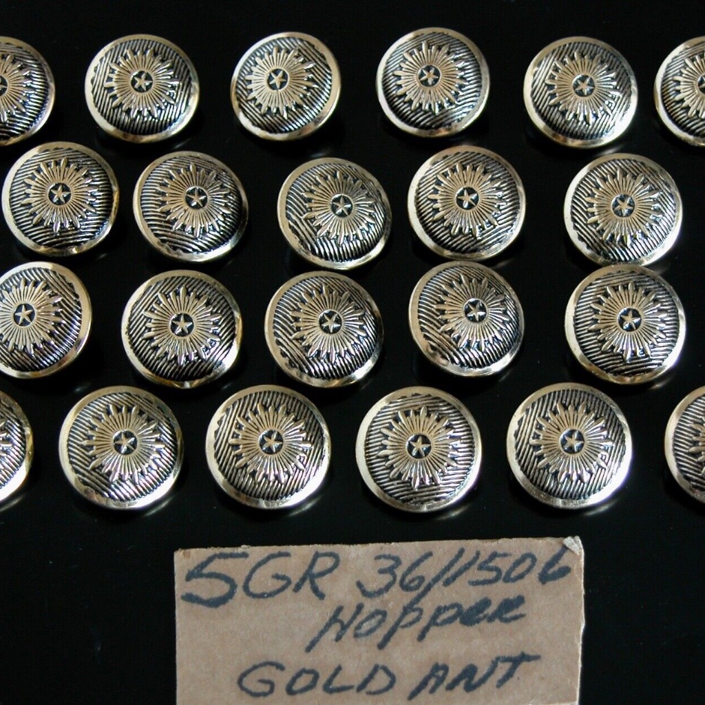 Vtg Mcm Starburst Star Button 7/8" Novelty Texture Lot 26 Gold Black Dome Shank